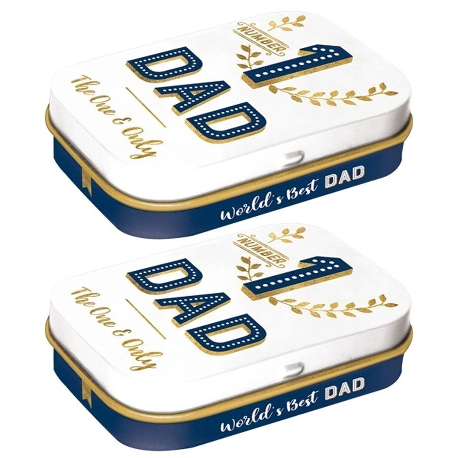 2x Nostalgic Art 6cm Metal Tin Mint Box Number 1 Dad Fresh Breath Candy Mints