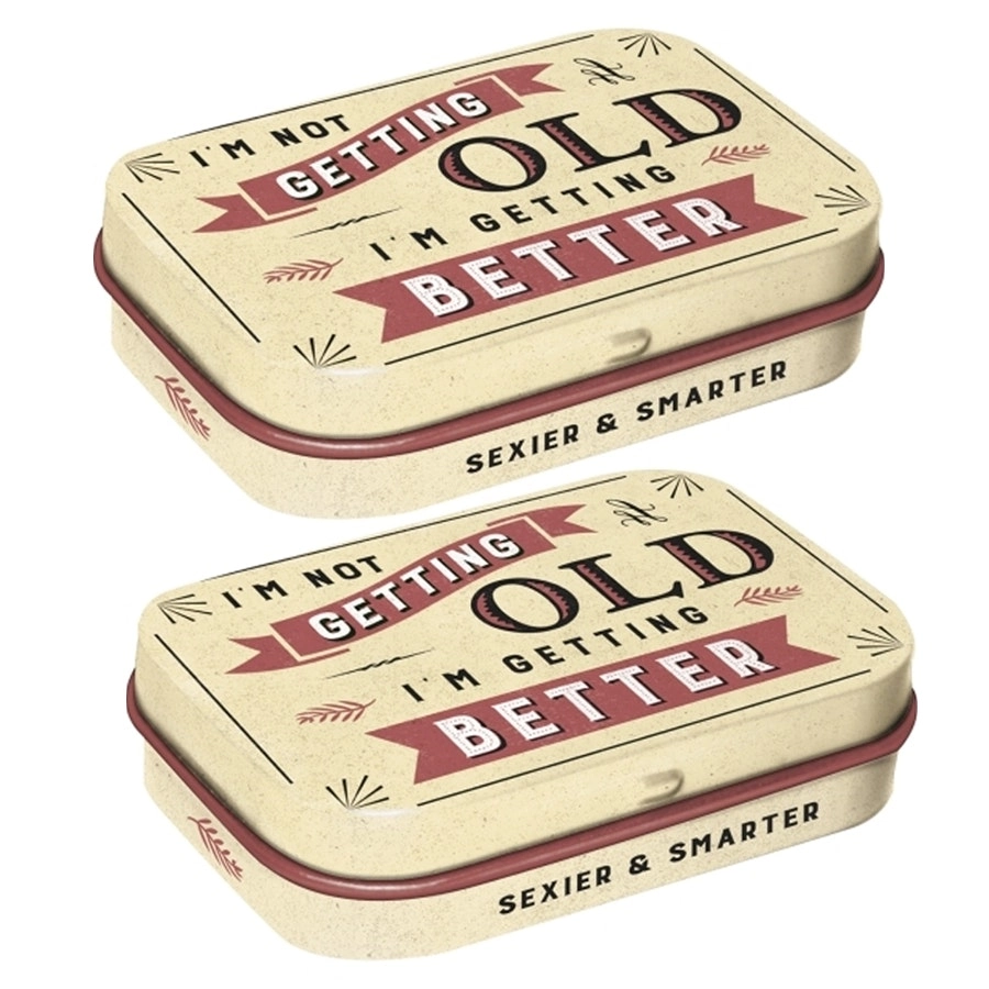 2x Nostalgic Art 6cm Metal Tin Mint Box I'm Not Getting Old Fresh Breath Candy