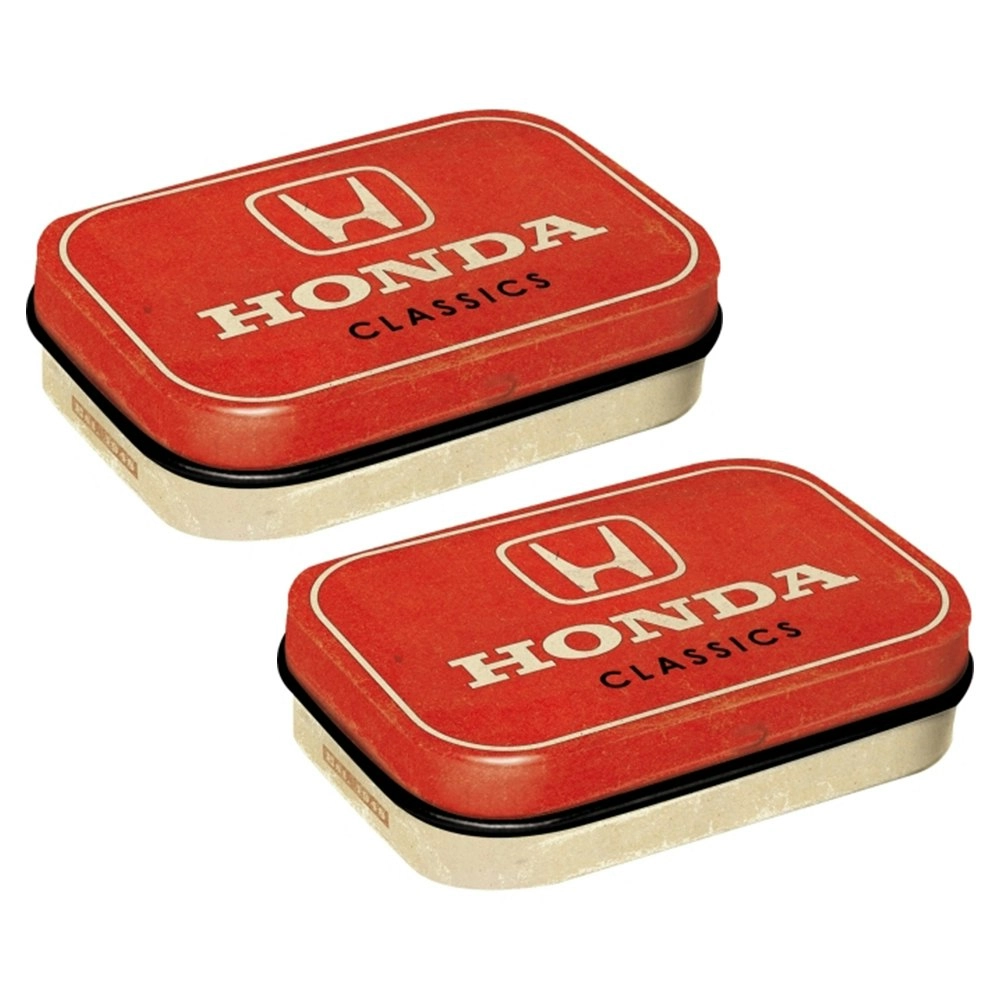 2x Nostalgic Art 4x6cm Metal Mint Box Sugar-Free Honda AM Classics Car Logo