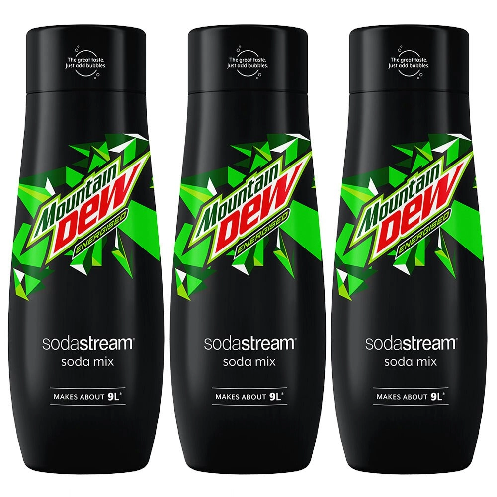 3x SodaStream 440ml Mountain Dew Soda/Sparkling Water/Drink Syrup/Mix Makes 9L