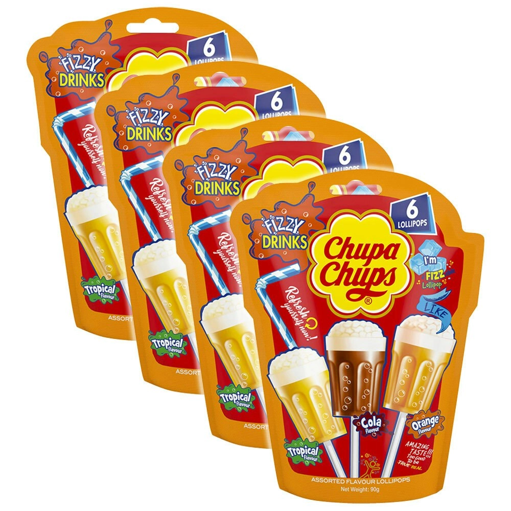 24pc Chupa Chups 360g Fizzy Drinks Flavoured Lollipops Sweet/Confectionery/Candy