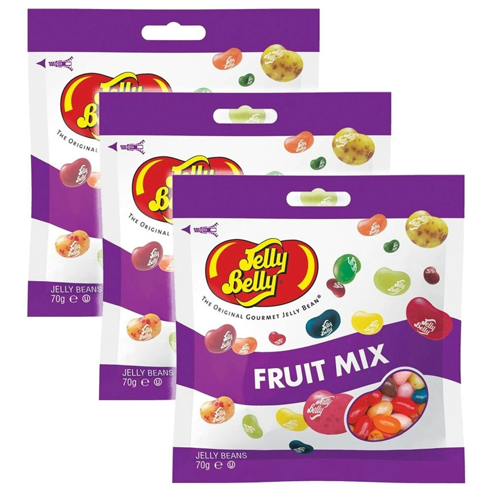 3x Jelly Belly 70g Fruit Mix Flavour Chewing Soft Sweet Jelly Bean Snack Bag