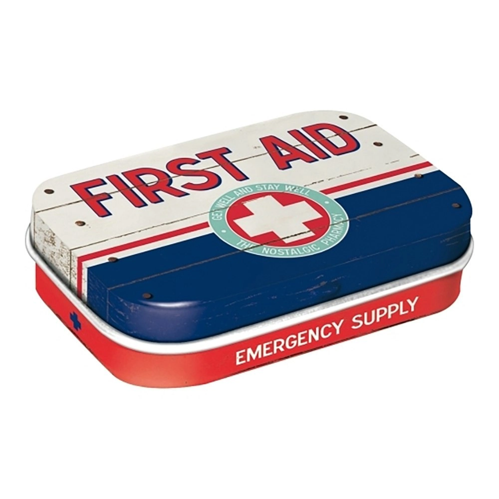 Nostalgic Art 6cm Metal Tin Mint Box First Aid Fresh Breath Hard Candy Blue