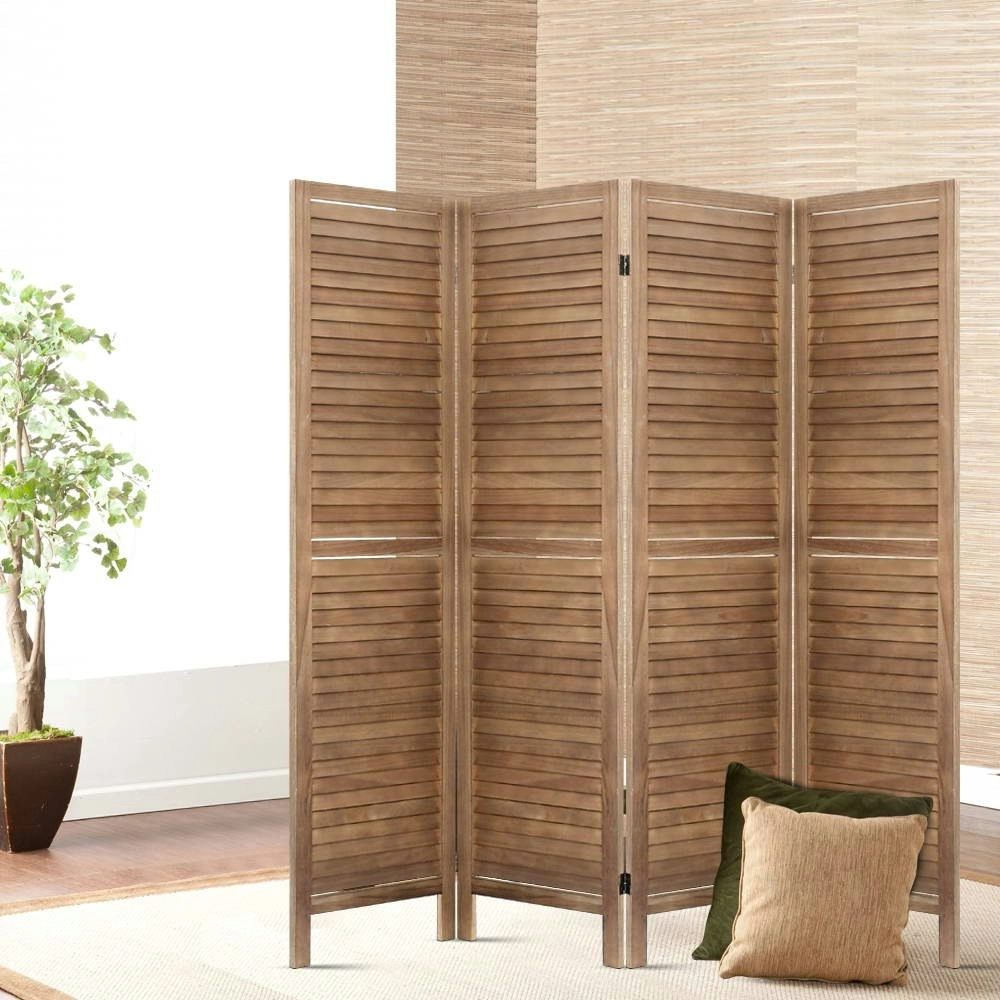 Artiss 4 Panel Room Divider Screen 160x170cm Louver Oak