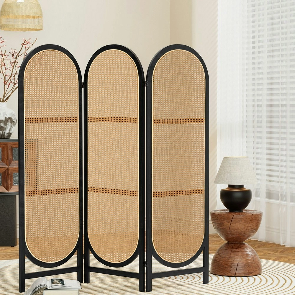 Artiss 3 Panel Room Divider Screen 151x180cm Rattan Brown