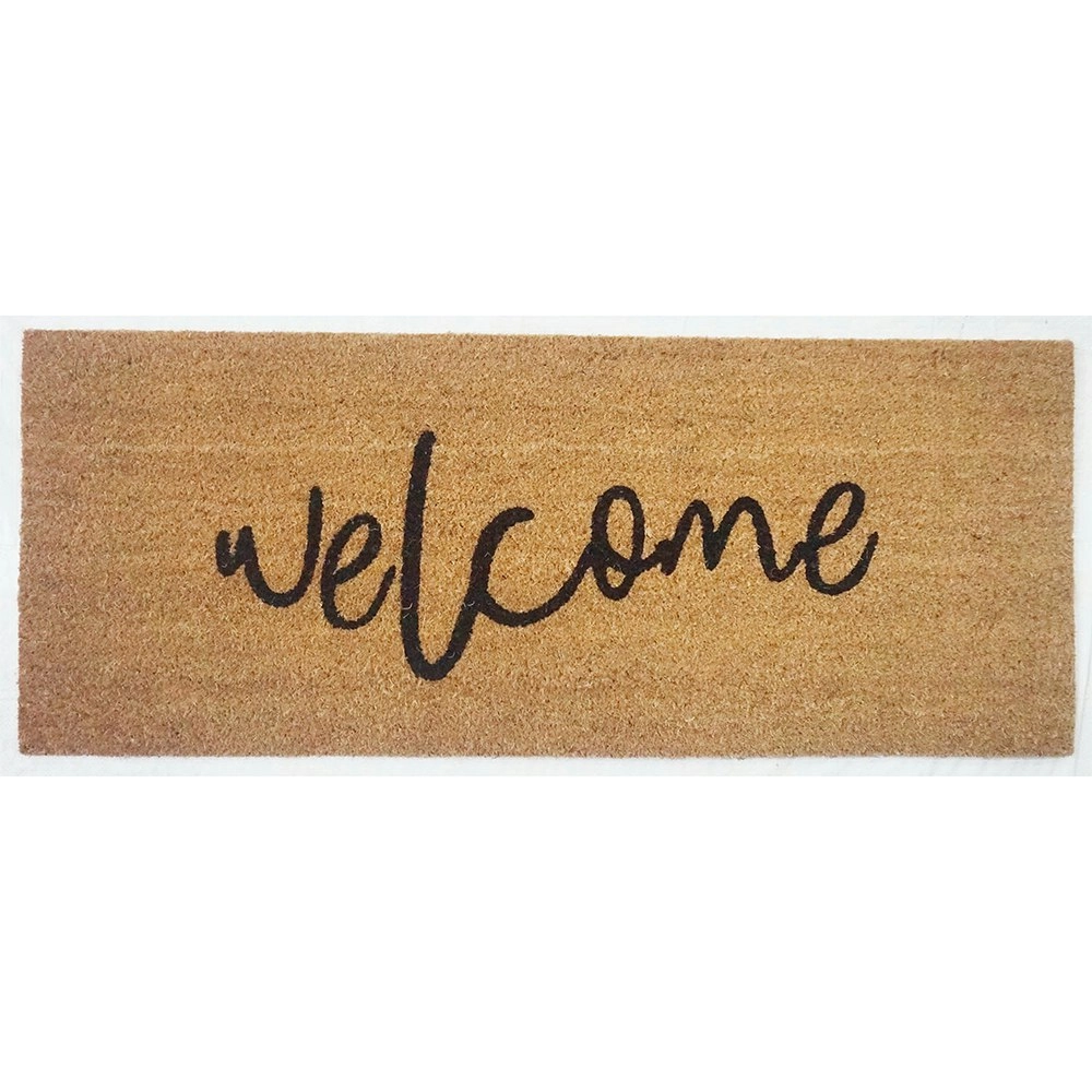 Premium Coir Welcome Mat 39x119cm Eco Friendly Coconut Coir Natural & Black