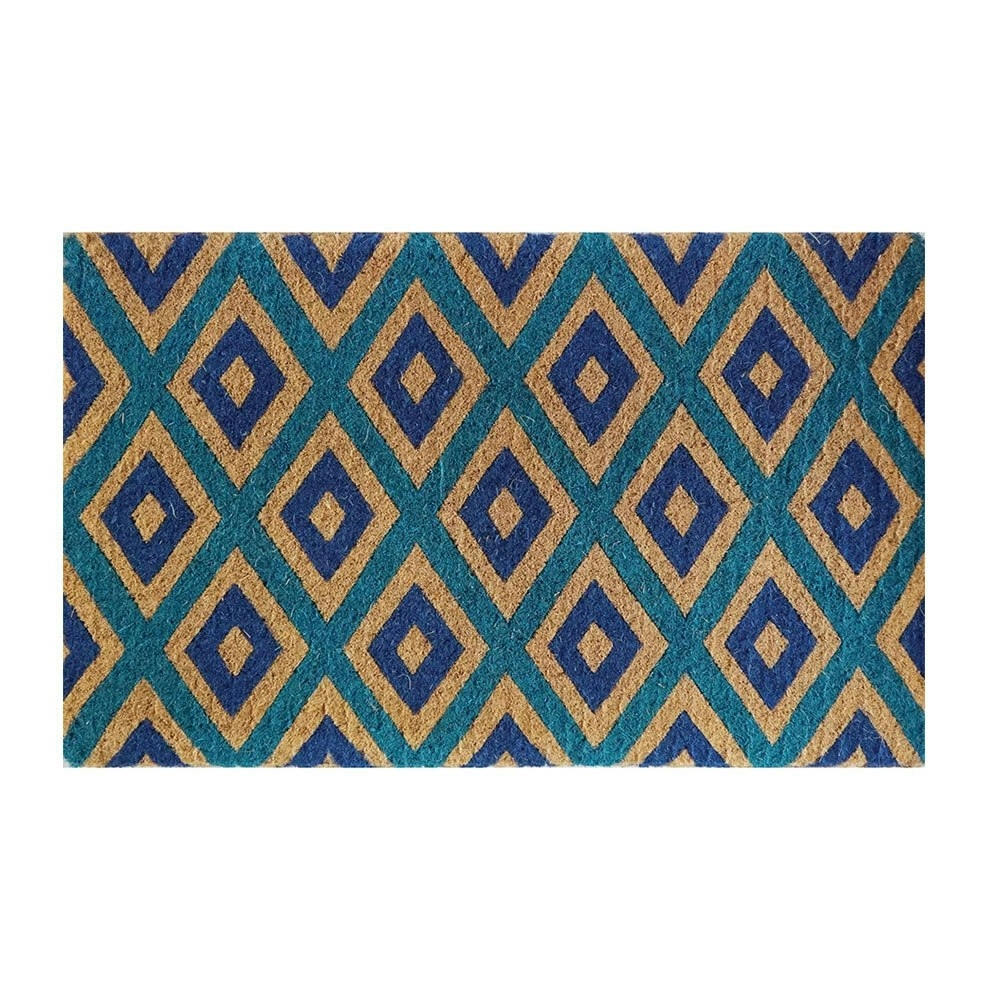 Solemate Premium Mat Biodegradable 50x80cm Fair Trade Coconut Coir Blues & Green