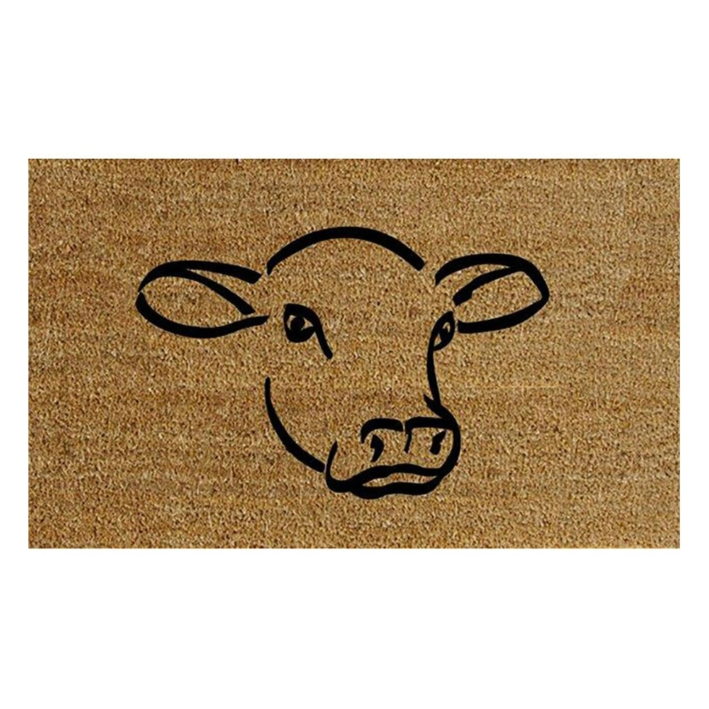 Solemate Premium Coir Cow Face Mat 50x80cm Biodegradable Coconut Natural & Black