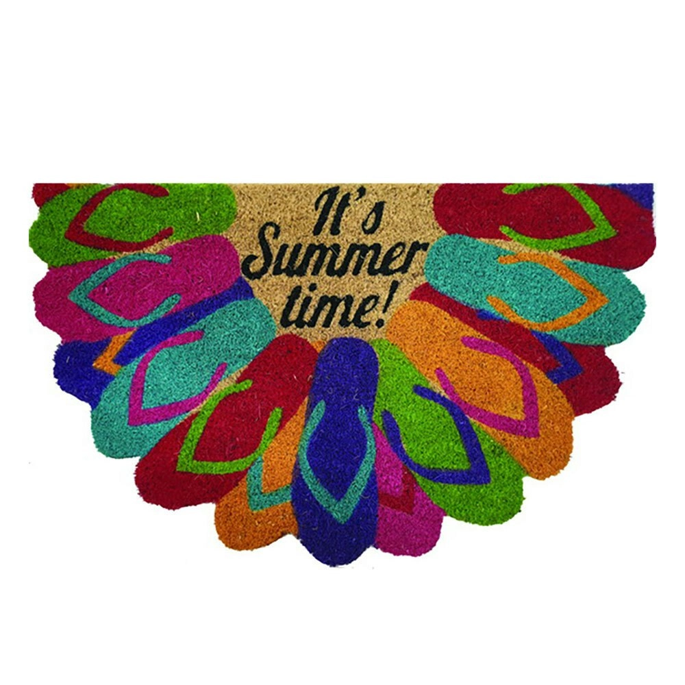 Solemate PVC Backed Coir Summer Thongs 45x75cm Slim Outdoor Stylish Doormat