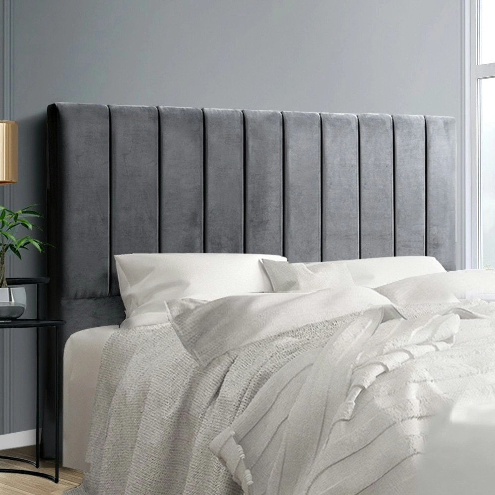 Artiss Bed Head Headboard King Velvet - VELA Grey