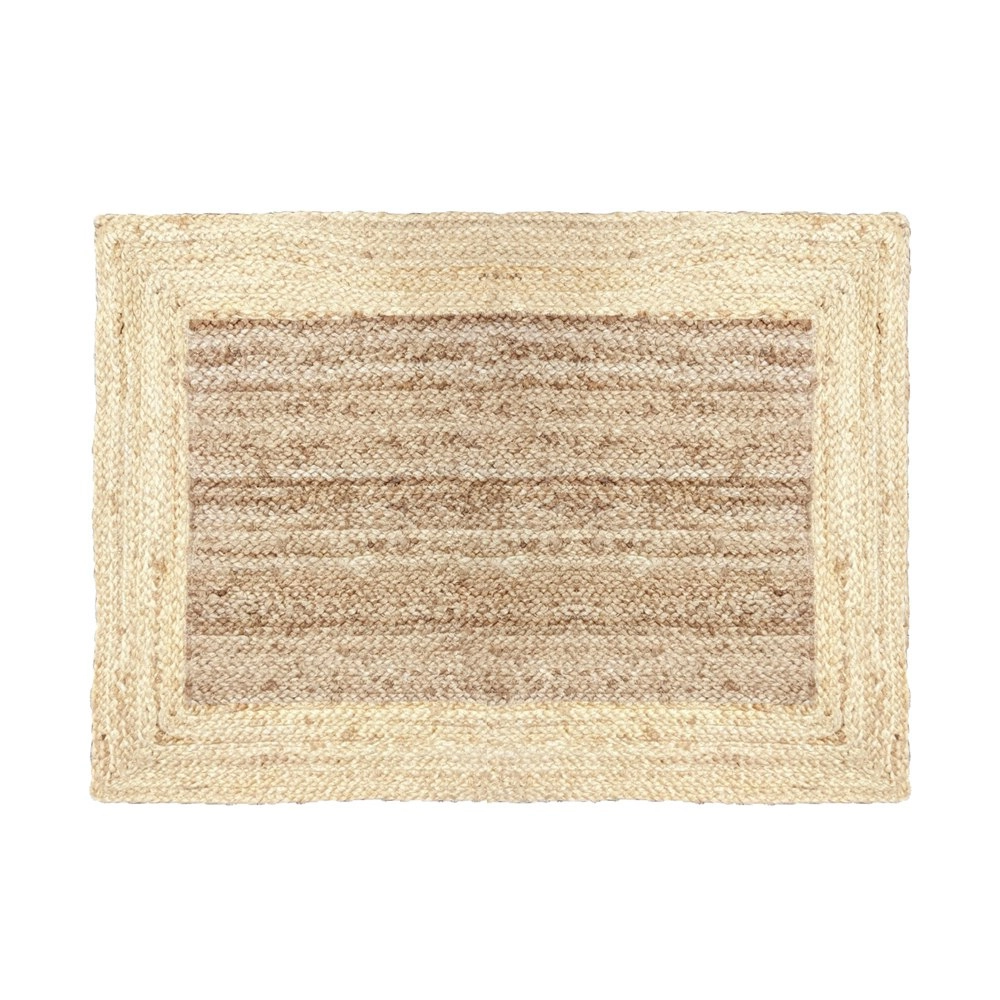 Maine & Crawford Jasmine 90x60cm Border Jute Rug Rectangle Floor Mat Natural