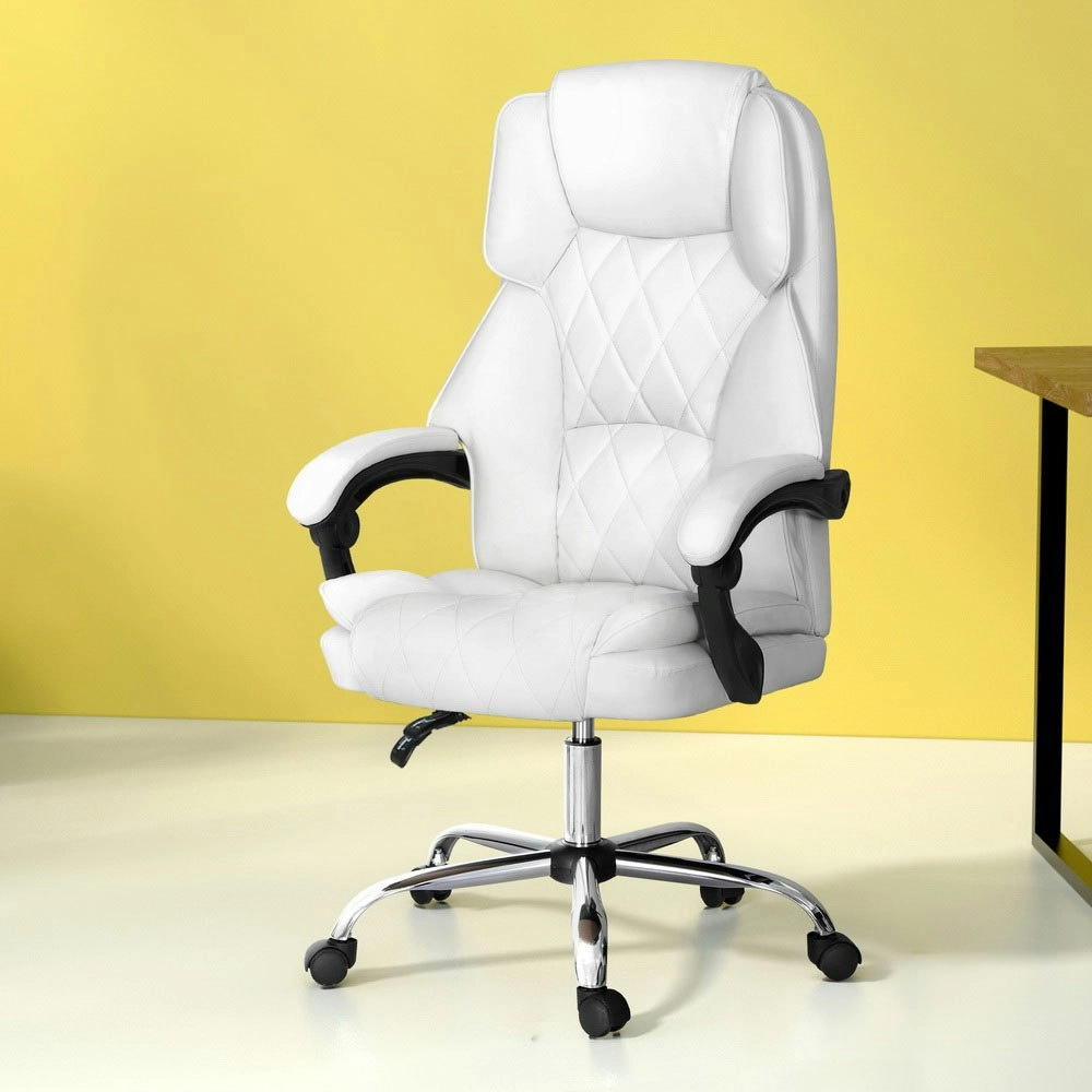 Artiss Executive Office Chair Leather Recliner White