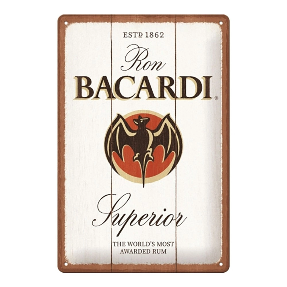 Nostalgic Art 20x30cm Medium Metal Sign Bacardi Superior Home/Bar Decor White