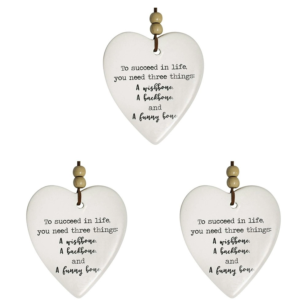 3x Ceramic Hanging 9cm Heart Funny Bone w/Hanger Ornament Home/Office Room Decor