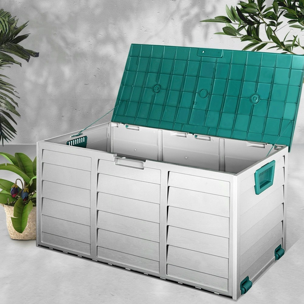 Gardeon Outdoor Storage Box 290L Lockable Organiser Garden Deck Shed Tool Green