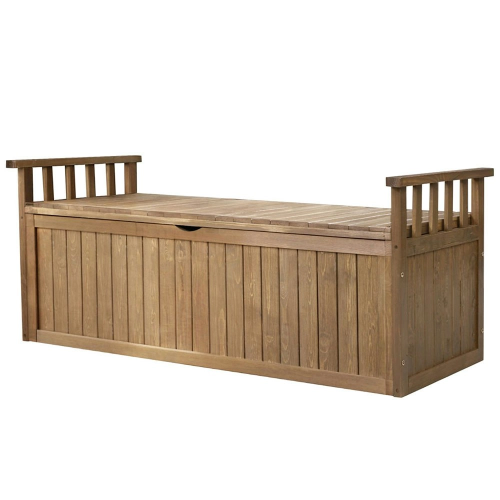 Gardeon Outdoor Storage Bench Box 129cm Wooden Garden Toy Chest Sheds Patio Furniture XL Natural