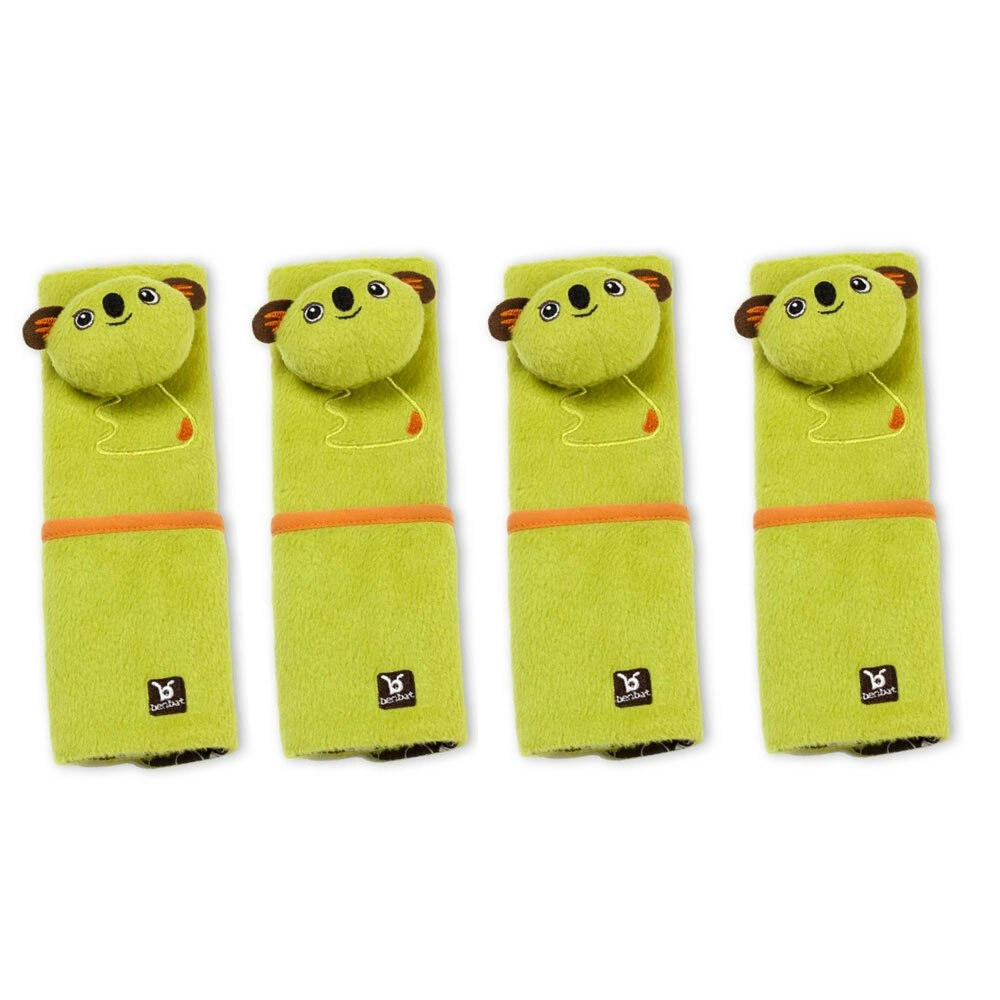 4PK Benbat Koala Pals Car Seat Belt Safety Cover 4-8m Baby/Infant Strap/Pads GRN