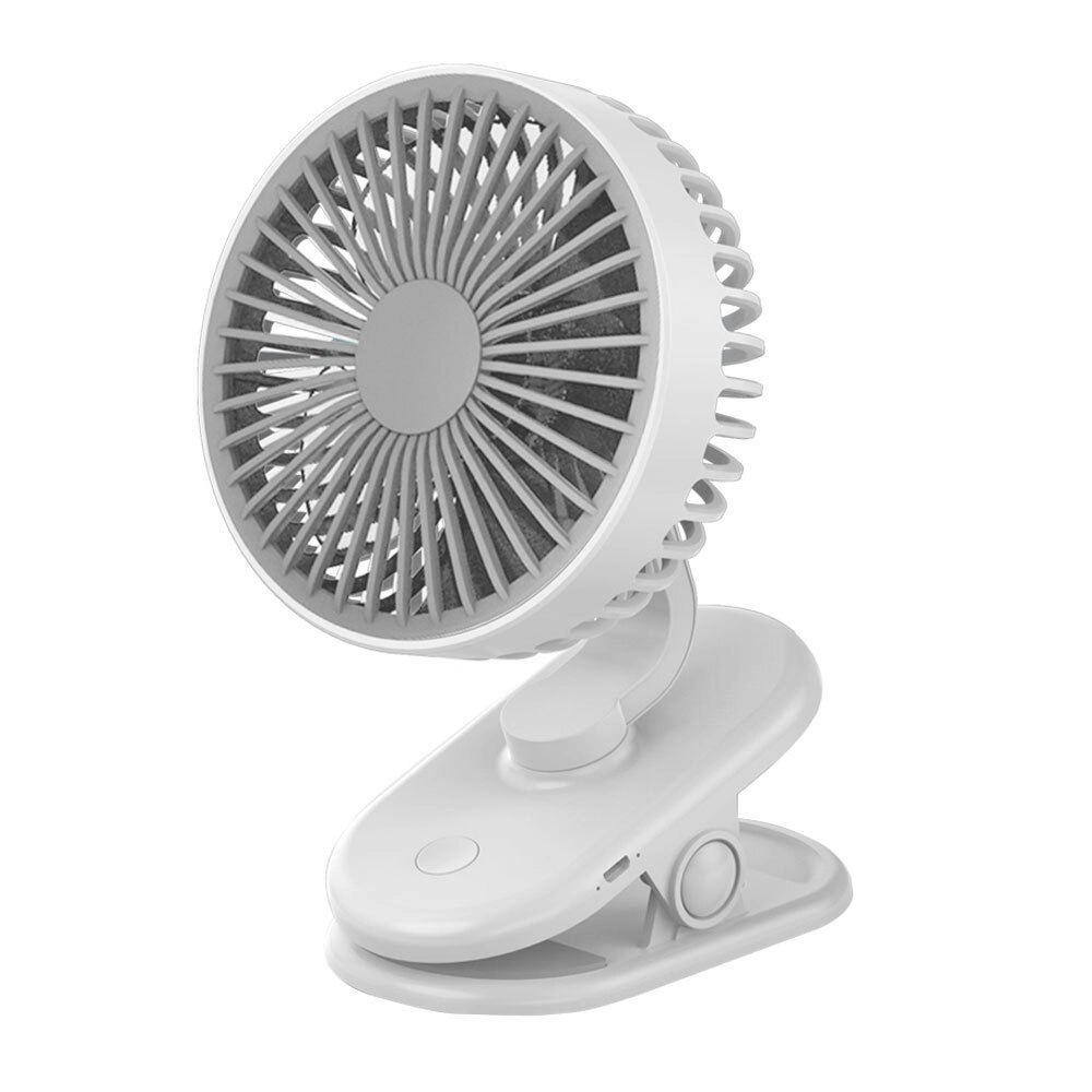 Sansai Portable USB Rechargeable Clip On Desktop Travel Desk/Table Fan White