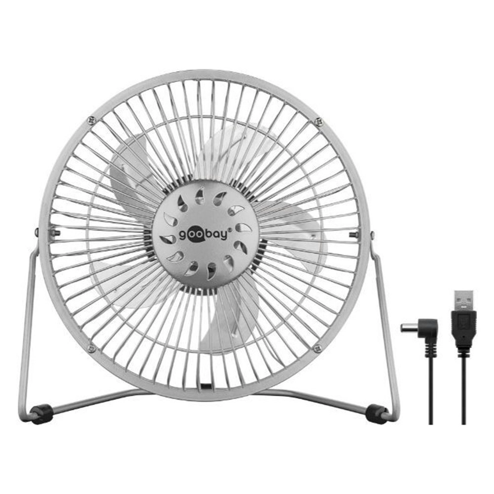 Goobay Portable 8-inch Desktop USB Cooling Fan Air Cooler For Laptop/PC Silver