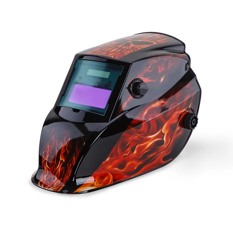 Rossi Solar Auto Darkening Welding Helmet Mask MIG/ARC/TIG Welder Machine - Black Flames