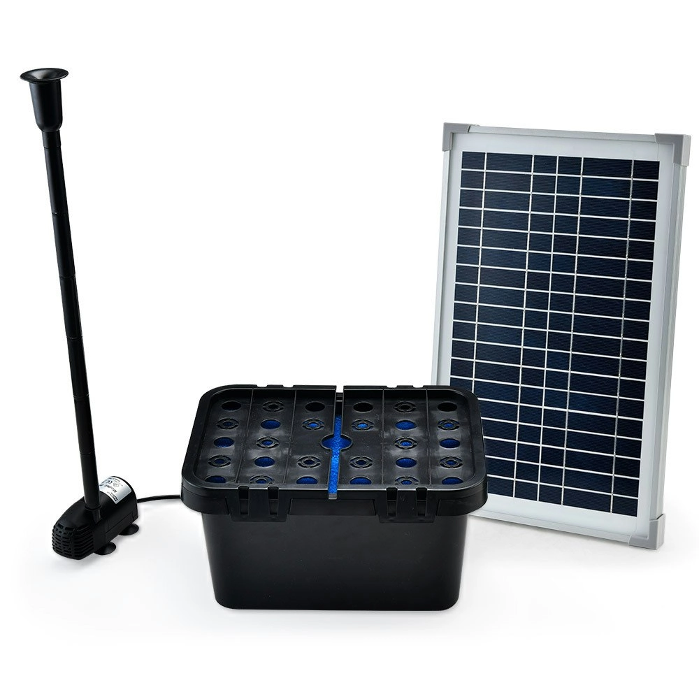 Protege 20W Solar Fountain Pump Garden Water Pool Pond Kit with Eco Filter Box