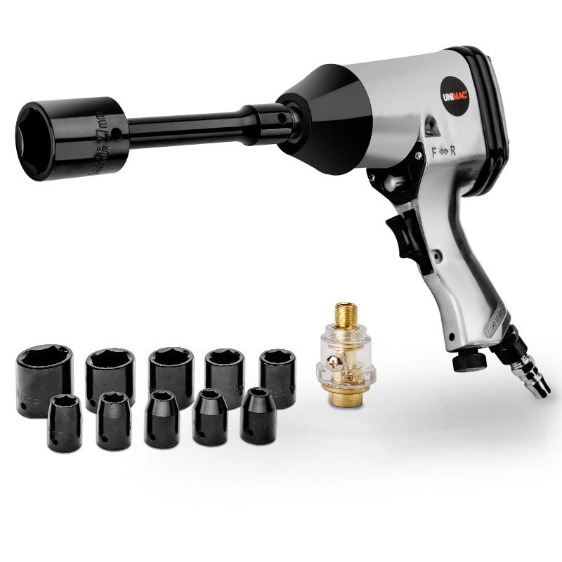 Unimac Air Impact Wrench Kit 17pc 1/2 Inch Rattle Gun Set Socket Pneumatic Metric