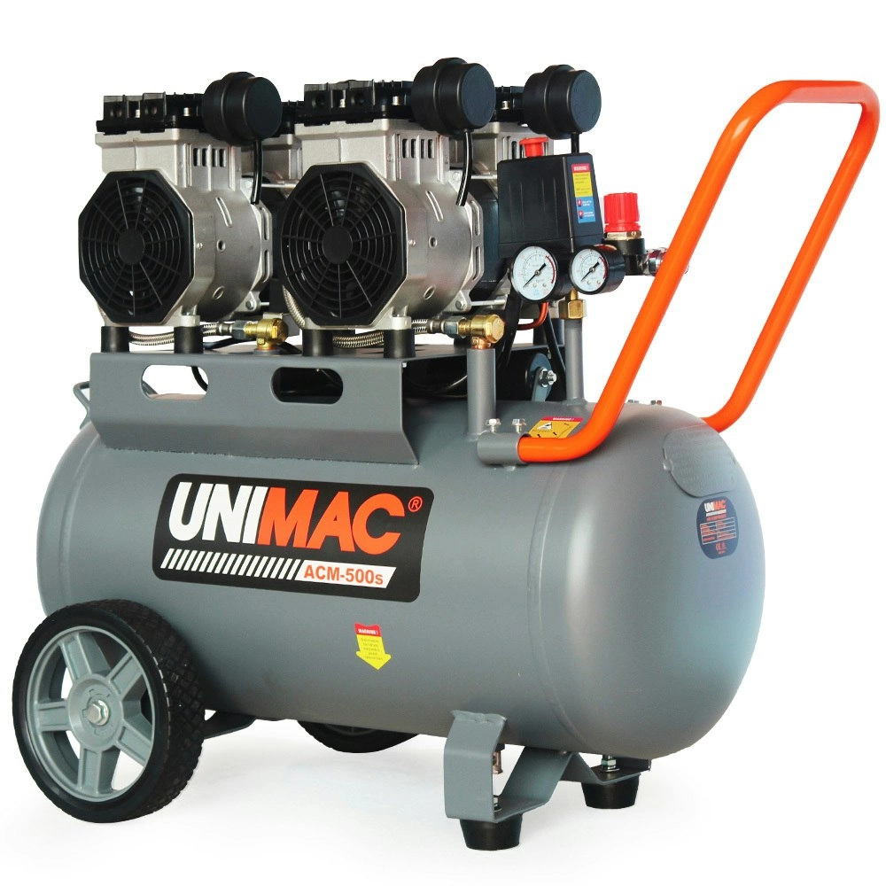 Unimac 50L 3.0HP Silent Oil-Free Electric Air Compressor, Portable, Twin Nitto Outlets