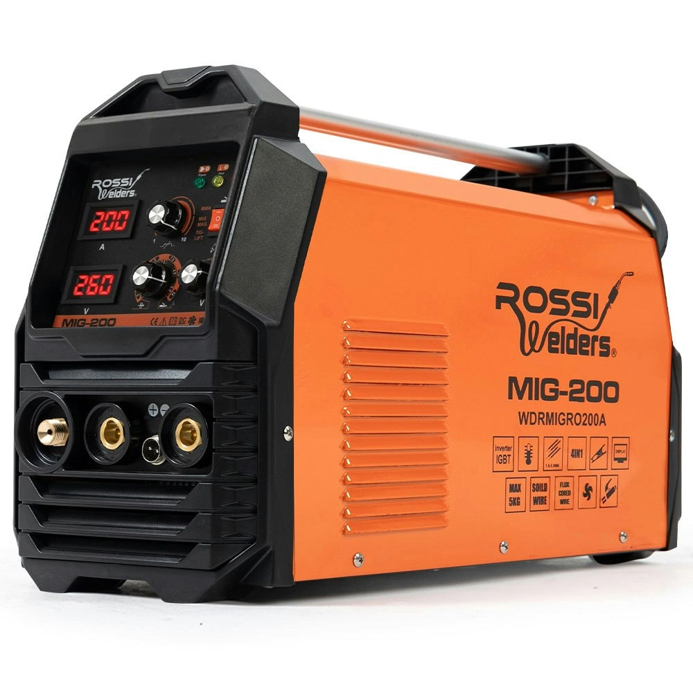 Rossi 200A MIG/MAG/MMA/ARC/TIG Multi-Purpose Welder MIG-200, Flux/Solid Wire/CO2 Or Argon Gas