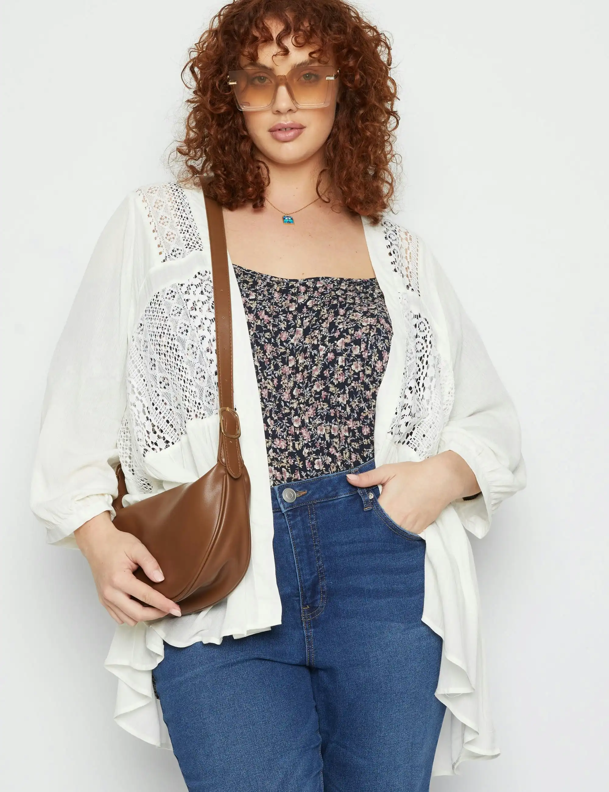 beme 3/4 Short Sleeve Kimono Top (White)