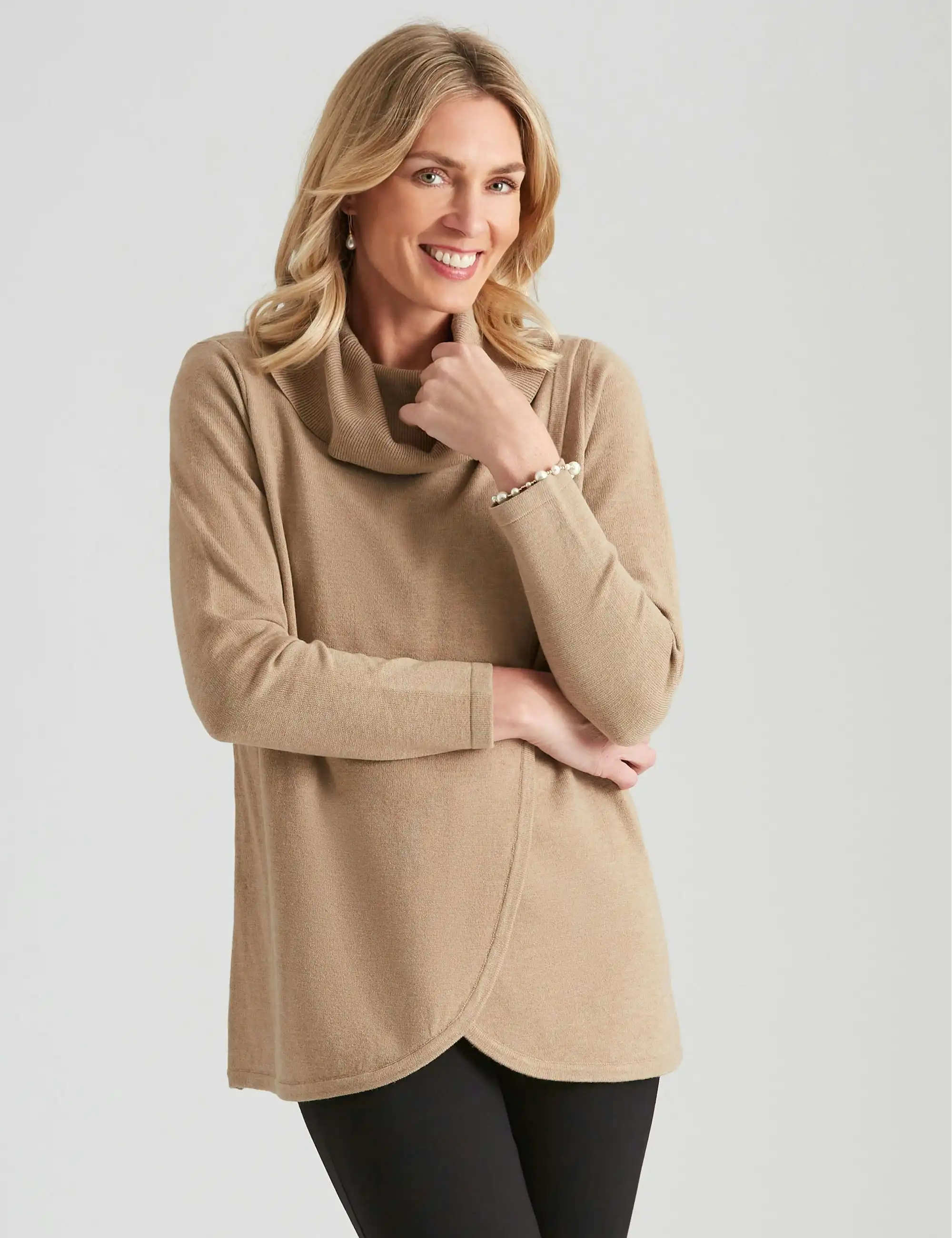 Noni B Cowl Neck Crossover Jumper (Natural)