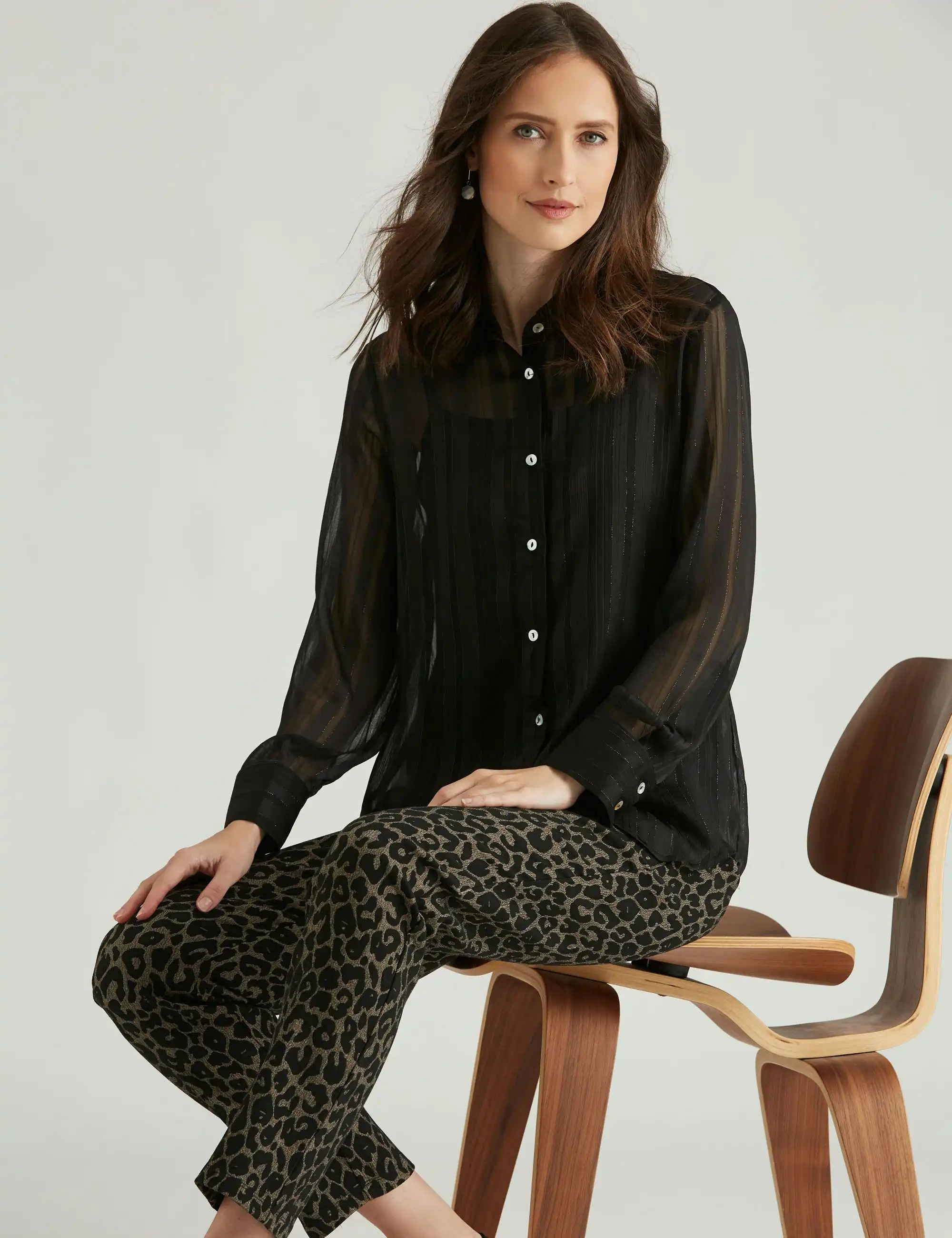 Noni B Self Stripe Lurex Shirt