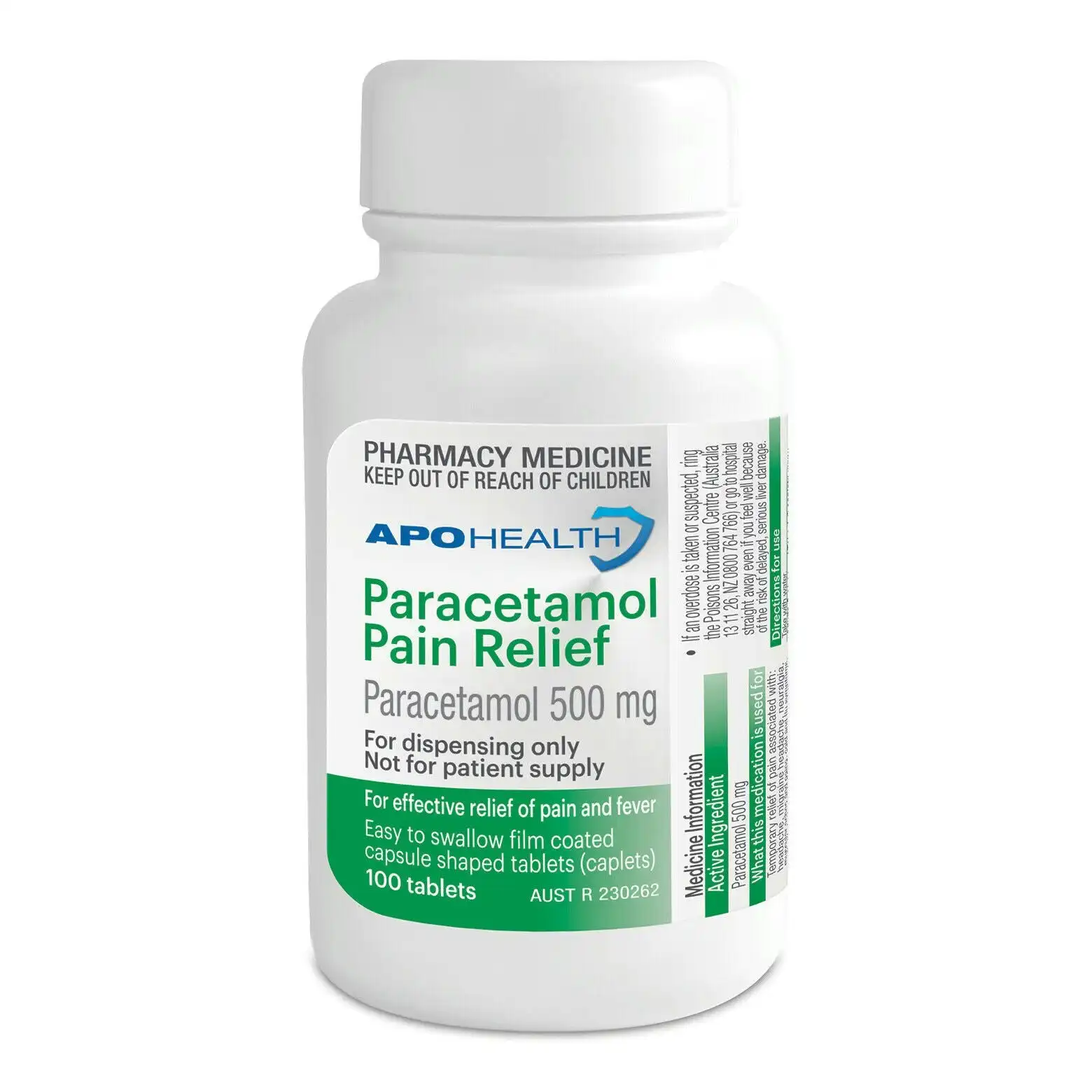 Apohealth Paracetamol Pain Relief 500mg 100 Tablets Bottle