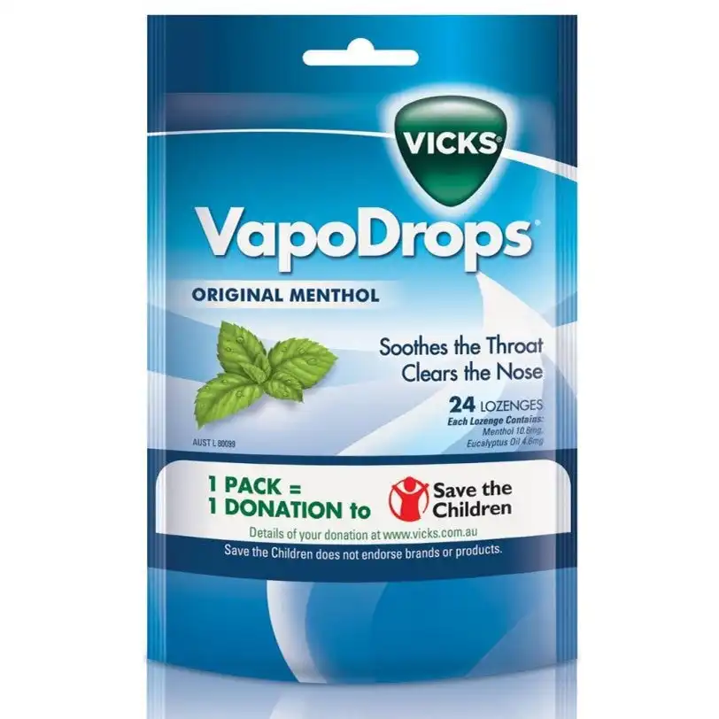 Vicks VapoDrops Original Menthol Lozenges 24 Pack