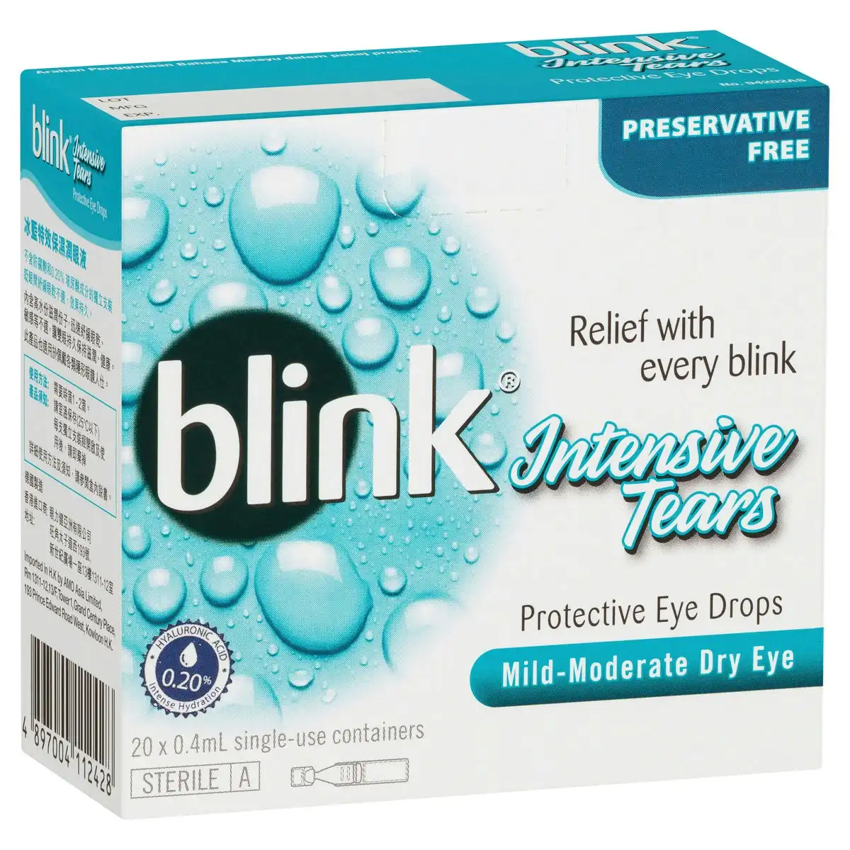 Blink Intensive Tears 0.25% 20 Vial