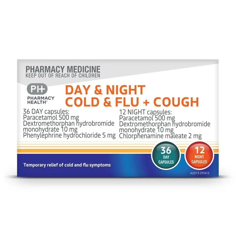 Pharmacy Health DAY & NIGHT COLD & FLU+COUGH 48 CAPS