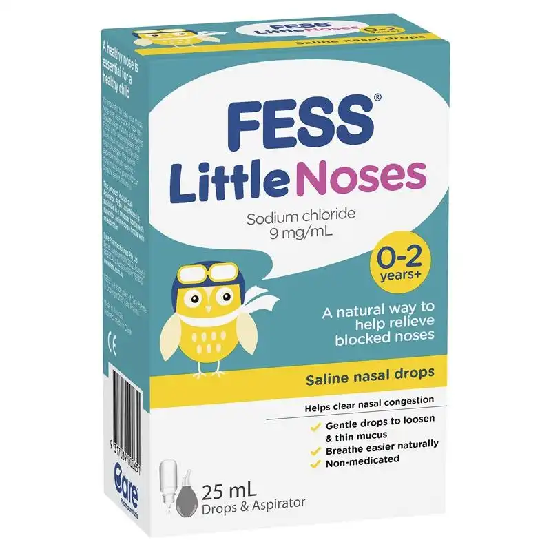 FESS Little Noses Saline Nose Drops +Aspirator 25ml