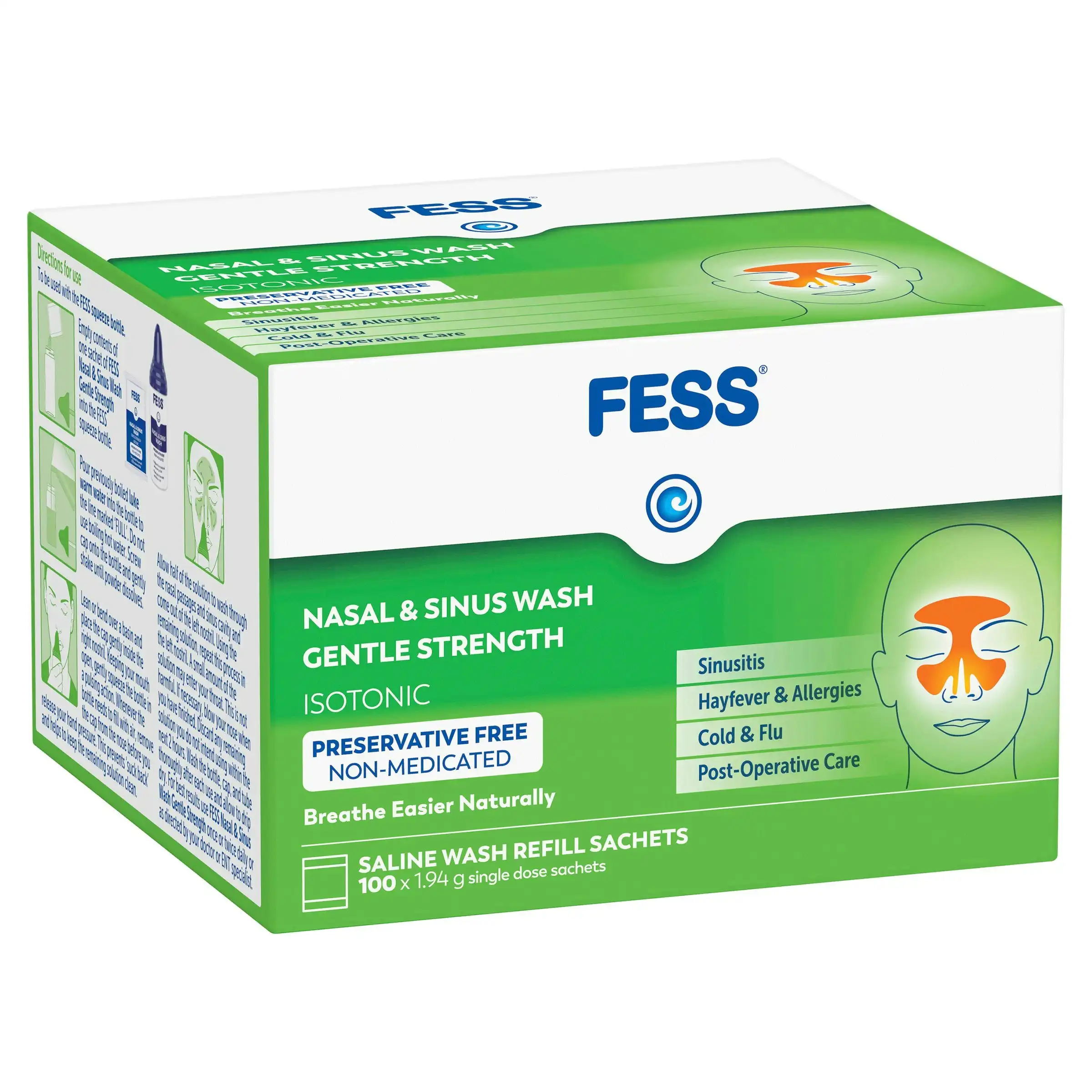 FESS Sinu Cleanse Gentle Nasal and Sinus Wash Sachets 100 Refills