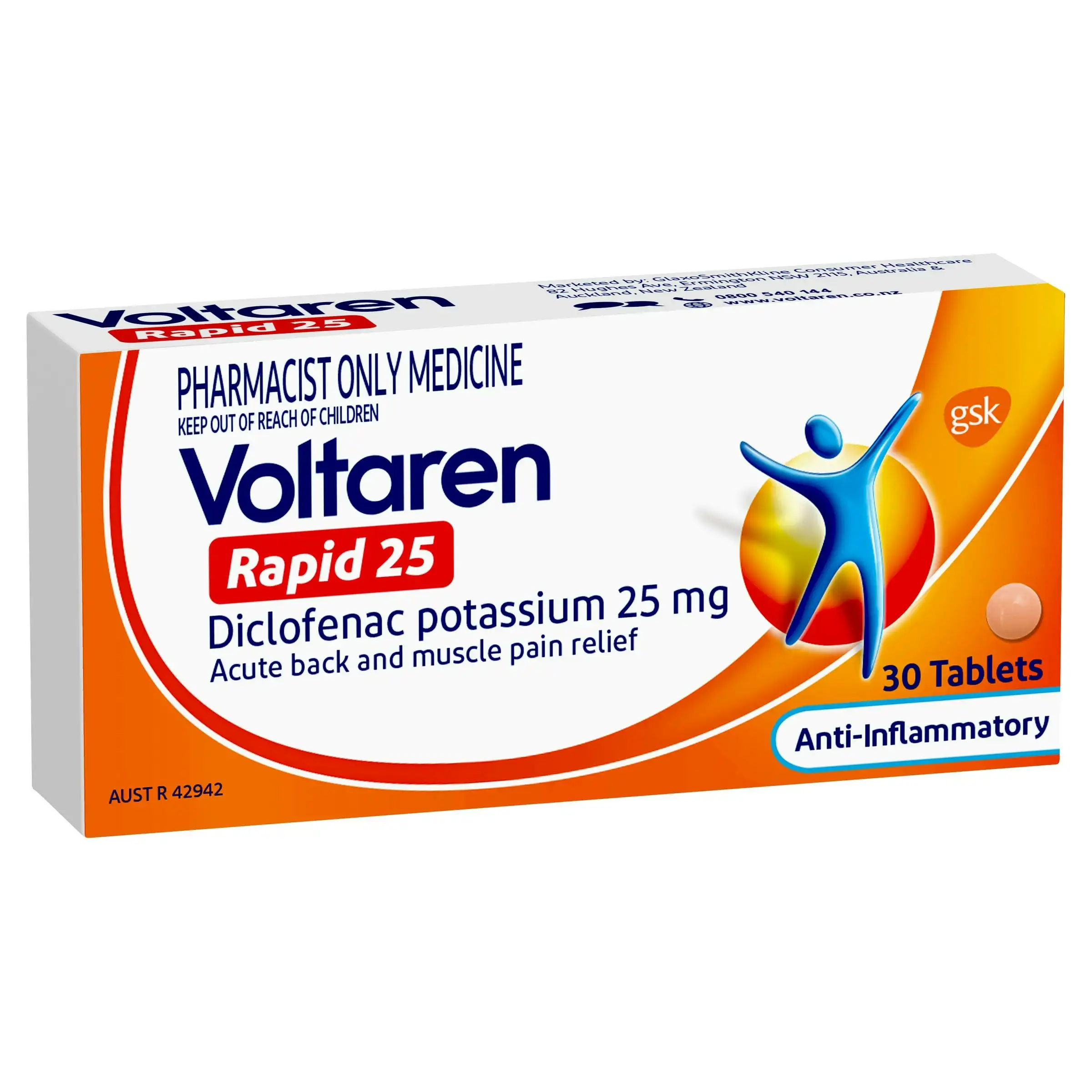 Voltaren Rapid 25mg 30 Tablets (S3) Only 1 Per Customer