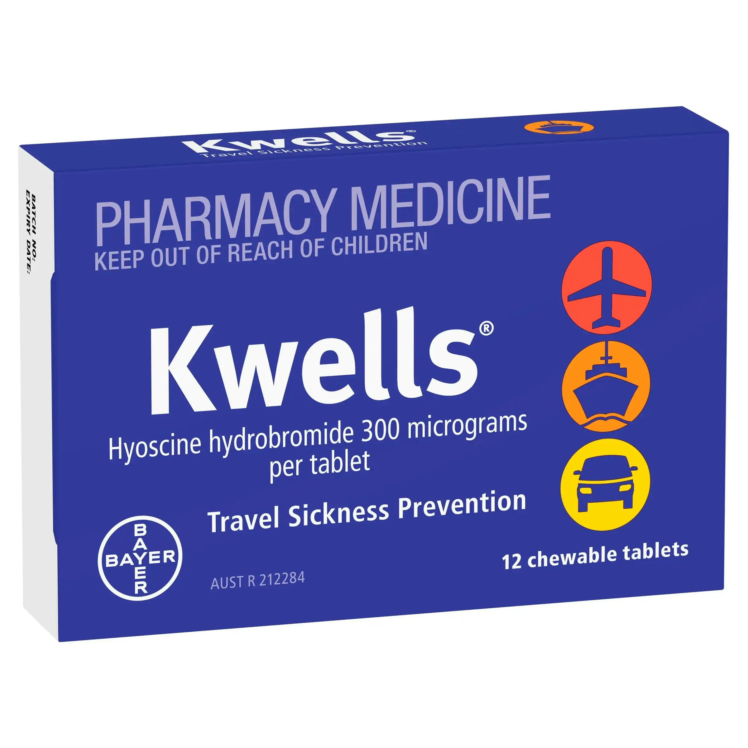 KWELLS Travel Sickness 12 Chewable Tablets