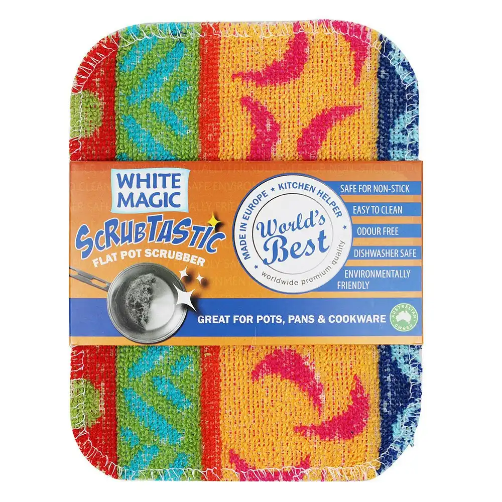 White Magic Scrubtastic Flat Pot Scrubber 1Pk (Pack of 10)