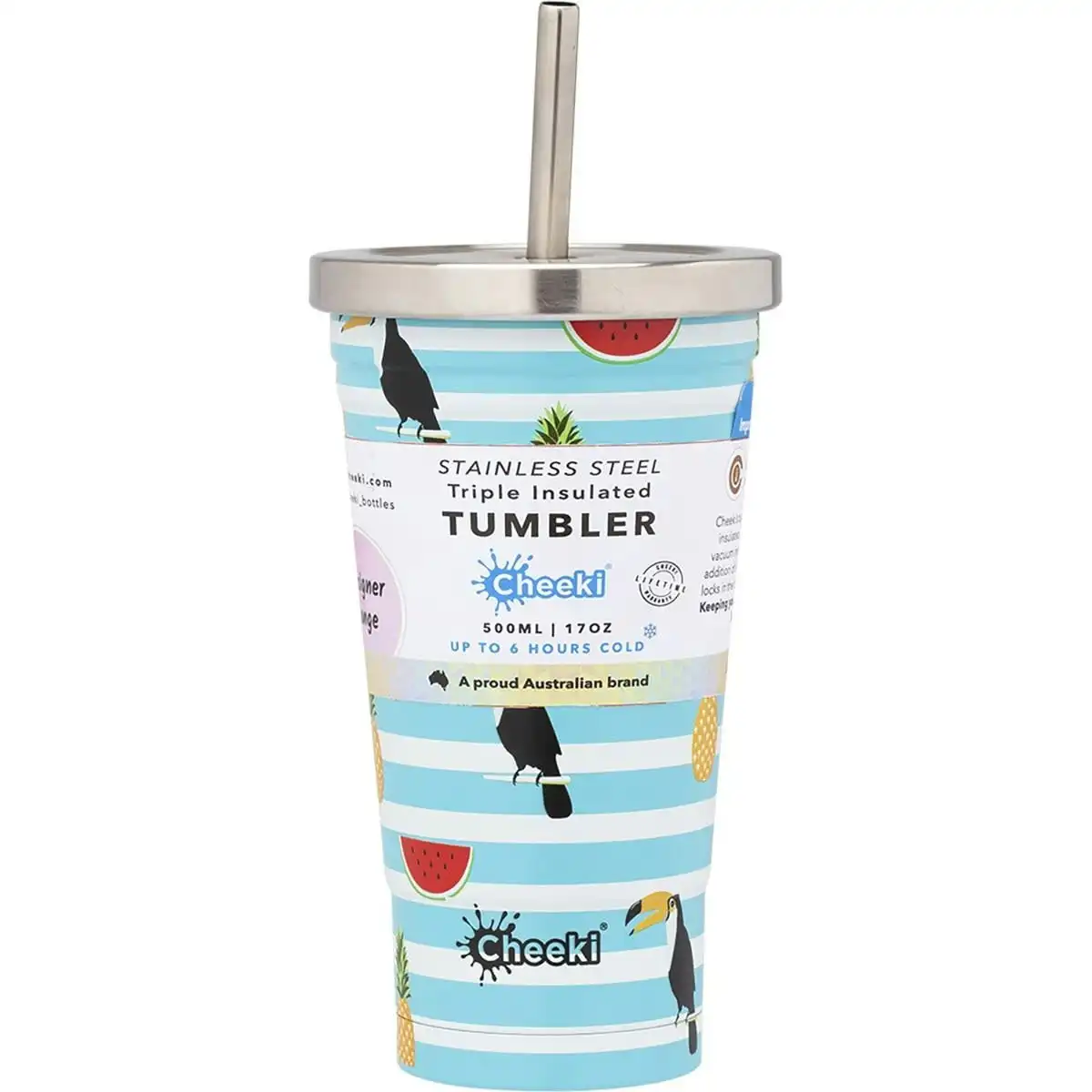 Cheeki Insulated Tumbler Toucan - With S/Steel Straw 500ml