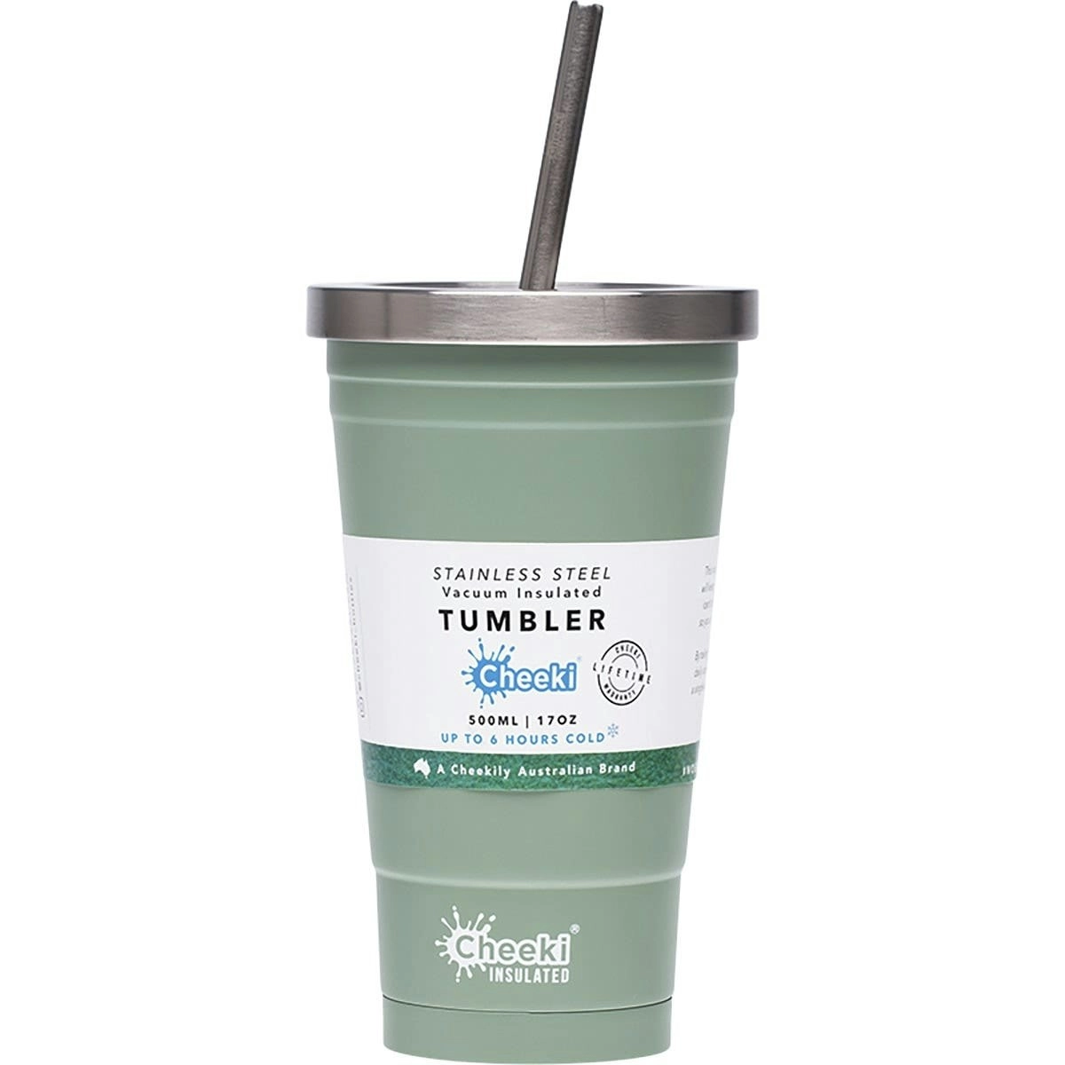 Cheeki Insulated Tumbler Pistachio - With S/steel Straw 500ml