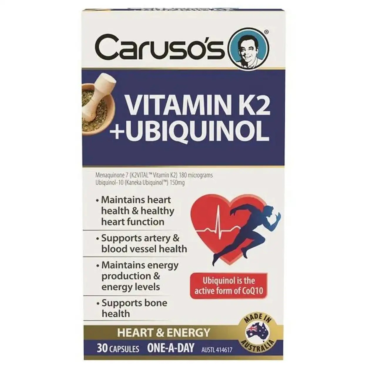 Caruso's Vitamin K2 + Ubiquinol 30 Capsules