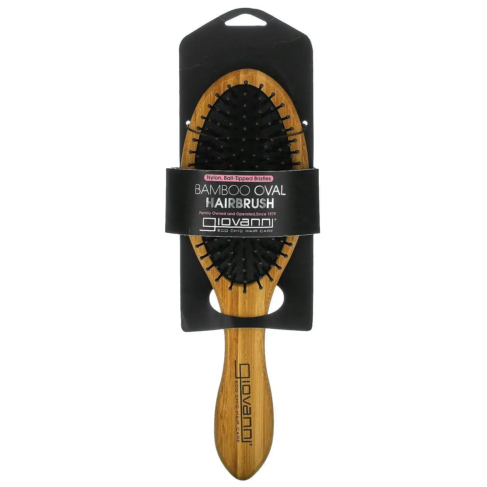 Giovanni Bamboo Hair Brush Oval - Nylon, Ball-Tipped Bristles 1