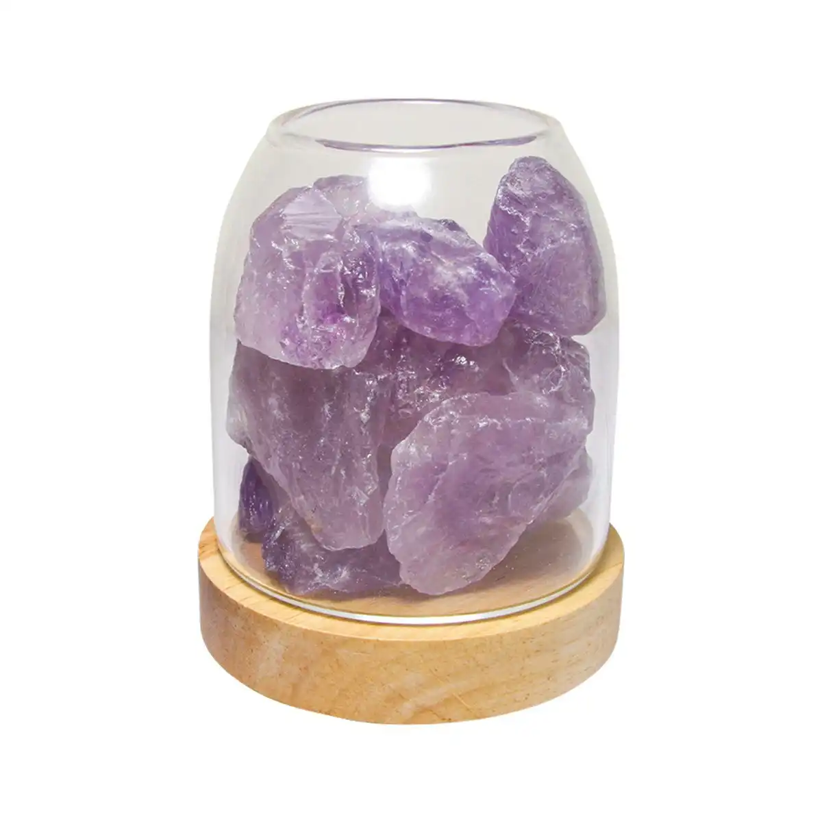 Amrita Court Aurora Crystal Diffuser Wooden Base With Light Amethyst