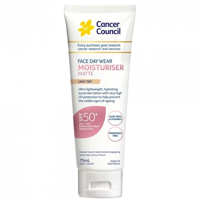 Cancer Council Face Day Wear Moisturiser Matte SPF 50+ Light Tint 75ml