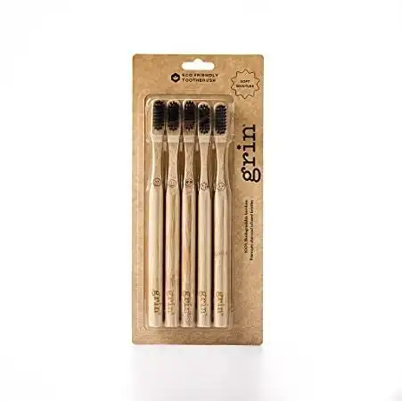 Grin Bamboo Toothbrush (3-Pack) Soft - Emoji