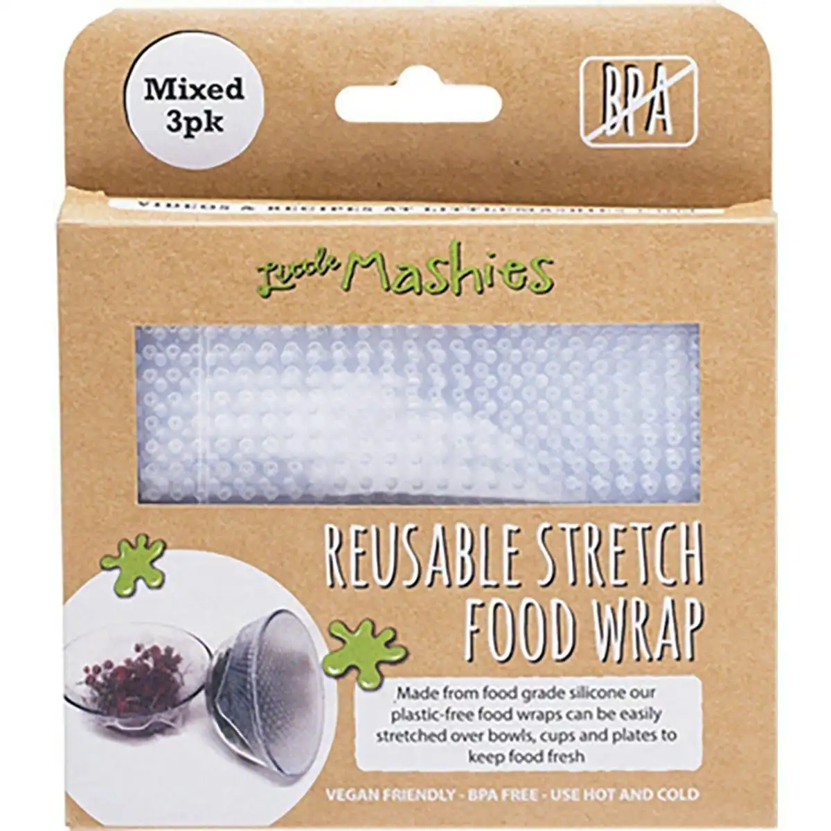 Little Mashies Reusable Stretch Silicone Food Wrap Pack Of 3 - Small, Medium & Large 3