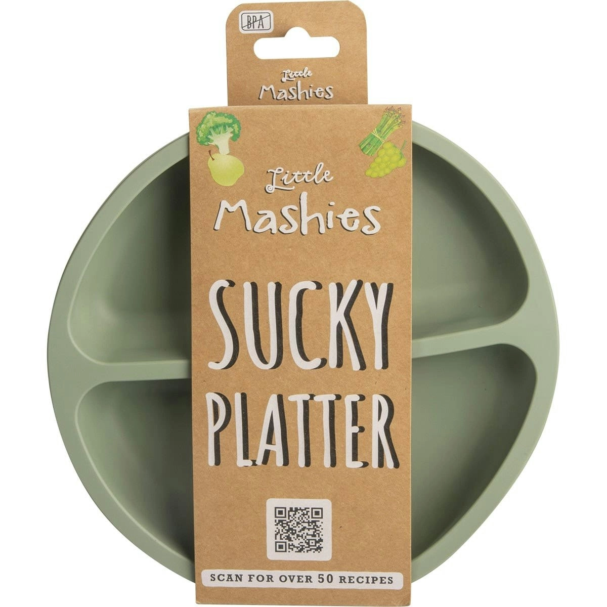 Little Mashies Silicone Sucky Platter Plate Olive 1