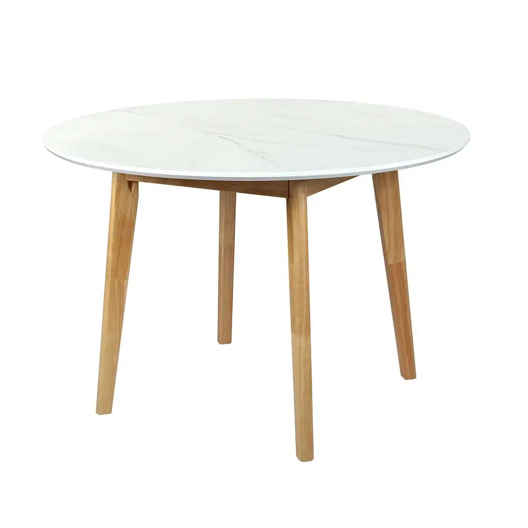 Levede Dining Table Round Rubberwood Base Kitchen Cafe Restaurant White 120cm